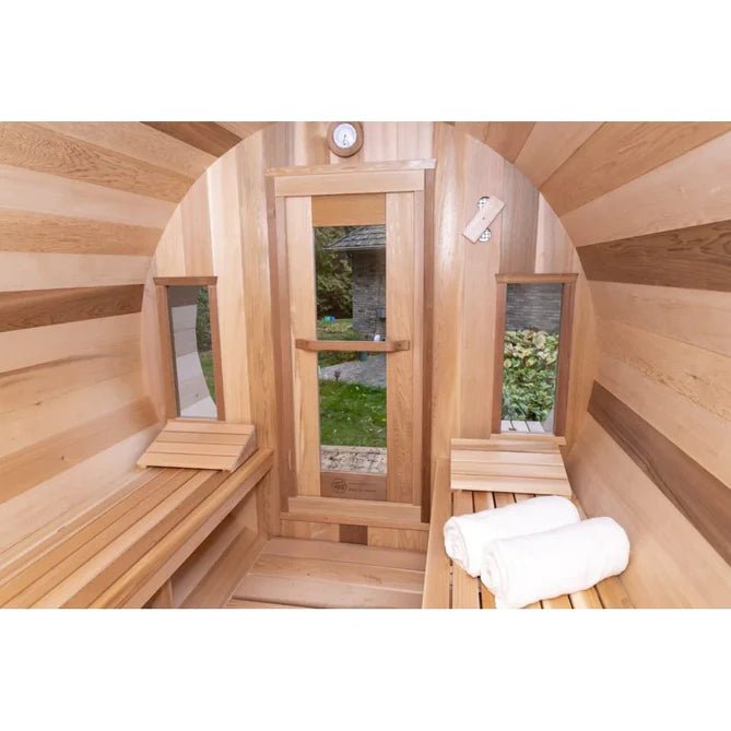 Dundalk Leisurecraft Canadian Timber 6 Person Tranquility Barrel Sauna | CTC2345W - WellMed Supply