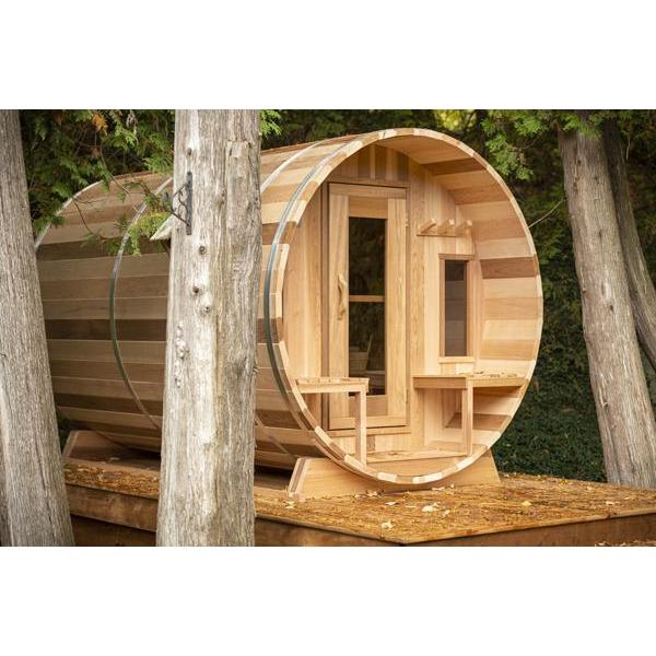 Dundalk Leisurecraft Canadian Timber 6 Person Tranquility Barrel Sauna | CTC2345W - WellMed Supply