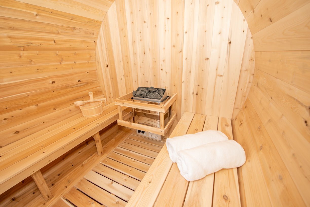 Dundalk Leisurecraft Canadian Timber 4 Person Harmony Barrel Sauna | CTC22W - WellMed Supply