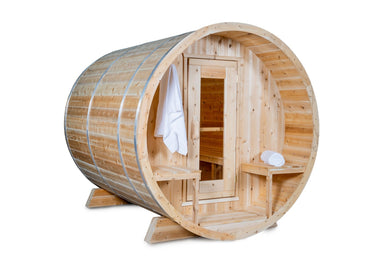 Dundalk Leisurecraft Canadian Timber 4 Person Serenity Barrel Sauna | CTC2245W - WellMed Supply