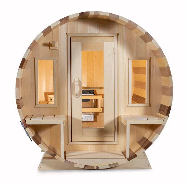 Dundalk Leisurecraft Canadian Timber 6 Person Tranquility Barrel Sauna | CTC2345W - WellMed Supply